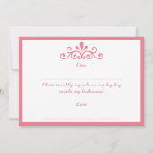 Ben je mijn Bridesmaid? Roze Tiara Kaart (Achterkant)