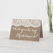 Ben je mijn Bridesmaid? Rustic Burlap & Lace (Voorkant)