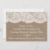 Ben je mijn Bridesmaid? Rustic Burlap & Lace Kaart (Achterkant)