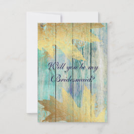 Ben je mijn Bridesmaid? Rustic Golden Mint Blue Kaart