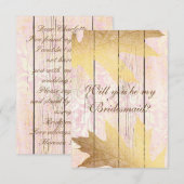 Ben je mijn Bridesmaid? Rustic Golden Pink Kaart (Voorkant / Achterkant)