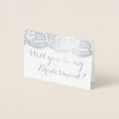 Ben je mijn Bridesmaid? Rustic Kraft & Lace Folie Kaarten (Voorkant)