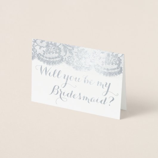 Ben je mijn Bridesmaid? Rustic Kraft & Lace Folie Kaarten (Voorkant)
