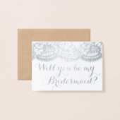 Ben je mijn Bridesmaid? Rustic Kraft & Lace Folie Kaarten (Voorkant met envelop)