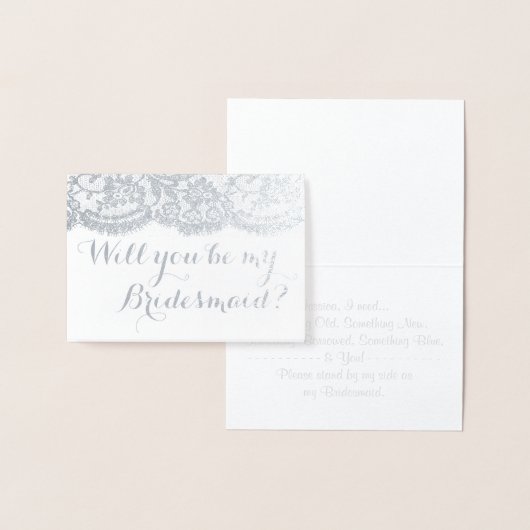 Ben je mijn Bridesmaid? Rustic Kraft & Lace Folie Kaarten (Display)