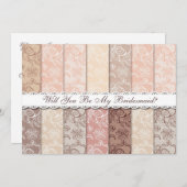 Ben je mijn Bridesmaid? Rustic  Lace Kaart (Voorkant / Achterkant)