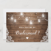 Ben je mijn Bridesmaid Rustic Mason Jar Lichten? Kaart (Voorkant)