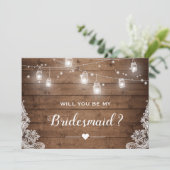 Ben je mijn Bridesmaid Rustic Mason Jar Lichten? Kaart (Staand voorkant)