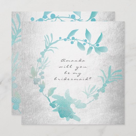 Ben je mijn Bridesmaid Silver Tiffany Wreath? Kaart (Voorkant / Achterkant)