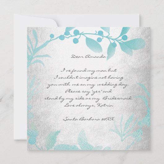 Ben je mijn Bridesmaid Silver Tiffany Wreath? Kaart (Achterkant)