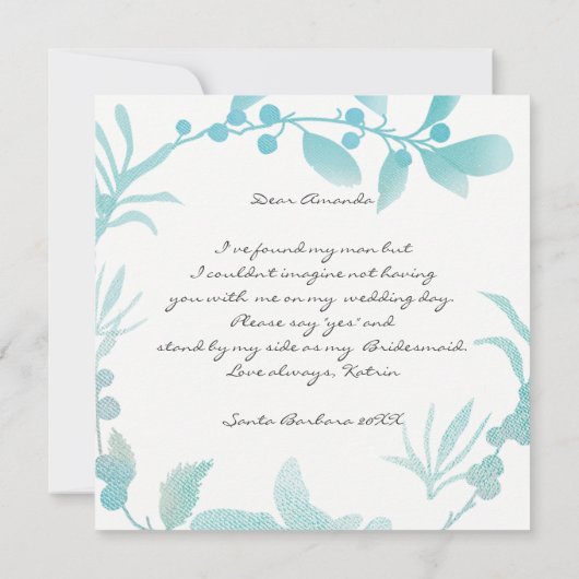 Ben je mijn Bridesmaid Silver Tiffany Wreath? Kaart (Achterkant)