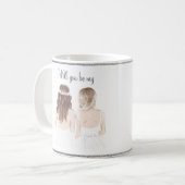 Ben je mijn Bridesmaid? Waterverf script Koffiemok (Voorkant links)