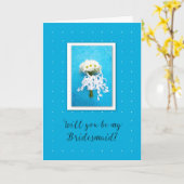 Ben je mijn Bridesmaid Wedding Daisies op Blue? Kaart (Gele Bloem)