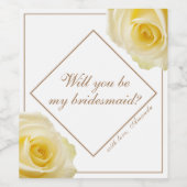 Ben je mijn Bridesmaid Yellow Rose Floral? Wijn Etiket (Enkel label)
