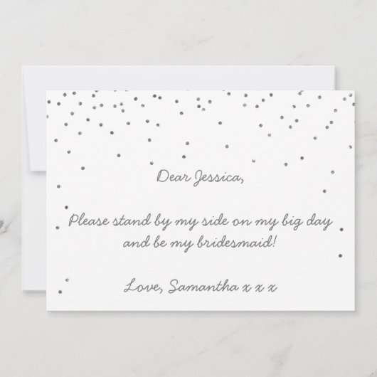 Ben je mijn Bridesmaid?  zilverConfetti Kaart (Achterkant)
