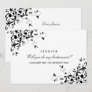 Ben je mijn Bridesmaid? Zwart-witzwijn Kaart