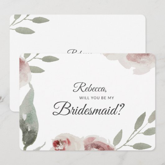 Ben je mijn Bridesmaïde Waterverf Eucalyptus? Kaart (Voorkant / Achterkant)