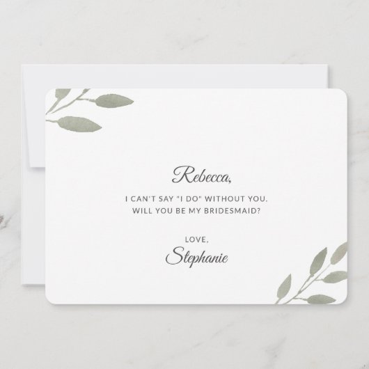 Ben je mijn Bridesmaïde Waterverf Eucalyptus? Kaart (Achterkant)