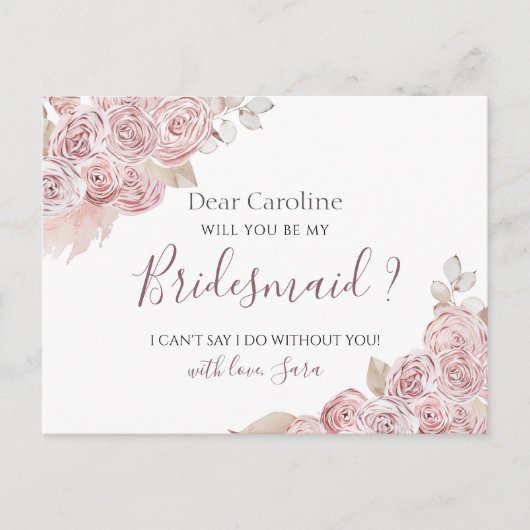 Ben je mijn Bridesman kaart Bohemian Pink Floral? (Voorkant)