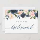 Ben je mijn bruidmaid blush roze marineblauw? kaart (Voorkant)