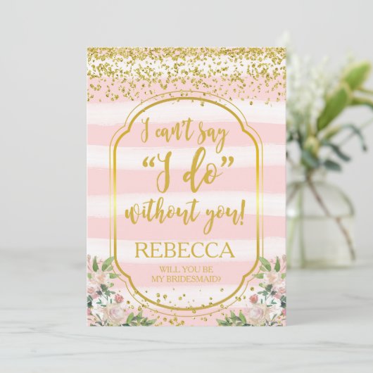 Ben je mijn bruidskaartroze en goud? kaart (Staand voorkant)