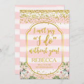 Ben je mijn bruidskaartroze en goud? kaart (Voorkant / Achterkant)