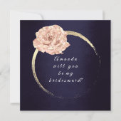 Ben je mijn bruidsmaïde gouden Roos blauwe marineh Kaart (Voorkant)