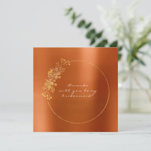 Ben je mijn bruidsmaïde goudkoraal Sinaasappel? Kaart (Staand voorkant)
