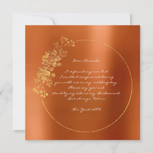 Ben je mijn bruidsmaïde goudkoraal Sinaasappel? Kaart (Achterkant)