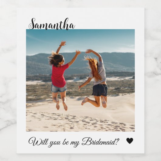 Ben je mijn bruidsmeisje, bruidsmeisje van hono? wijn etiket (Enkel label)