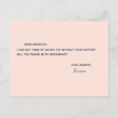 Ben je mijn bruidsmeisje Floral pastel roze goud? Uitnodiging Briefkaart (Achterkant)