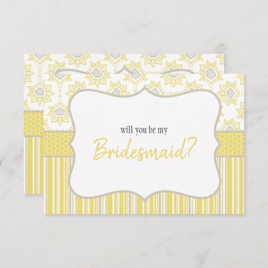 Ben je mijn bruidsmeisje, geel en grijs? (Voorkant / Achterkant)