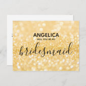 Ben je mijn bruidsmeisje goudglittersparren? uitnodiging briefkaart (Voorkant / Achterkant)
