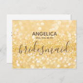 Ben je mijn bruidsmeisje goudglittersparren? uitnodiging briefkaart (Voorkant / Achterkant)