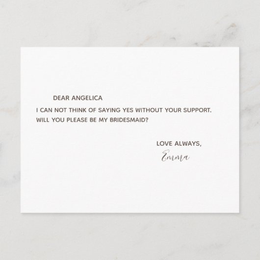 Ben je mijn bruidsmeisje goudglittersparren? uitnodiging briefkaart (Achterkant)