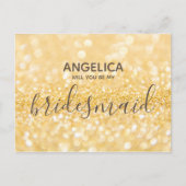 Ben je mijn bruidsmeisje goudglittersparren? uitnodiging briefkaart (Voorkant)