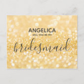 Ben je mijn bruidsmeisje goudglittersparren? uitnodiging briefkaart (Voorkant)