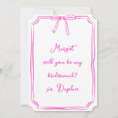 Ben je mijn bruidsmeisje? Hot roze coquette boog v Kaart (Voorkant)