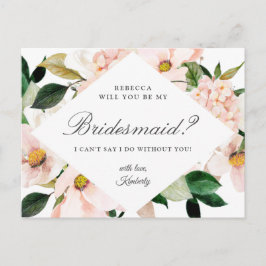 Ben je mijn bruidsmeisje Hydrangea Blush Floral? Uitnodiging Briefkaart