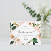 Ben je mijn bruidsmeisje Hydrangea Blush Floral? Uitnodiging Briefkaart (Staand voorkant)