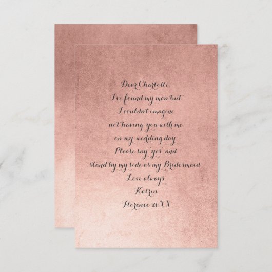 Ben je mijn bruidsmeisje? Minimale roze roze rozen Kaart (Voorkant / Achterkant)
