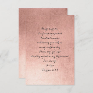 Ben je mijn bruidsmeisje? Minimale roze roze rozen Kaart