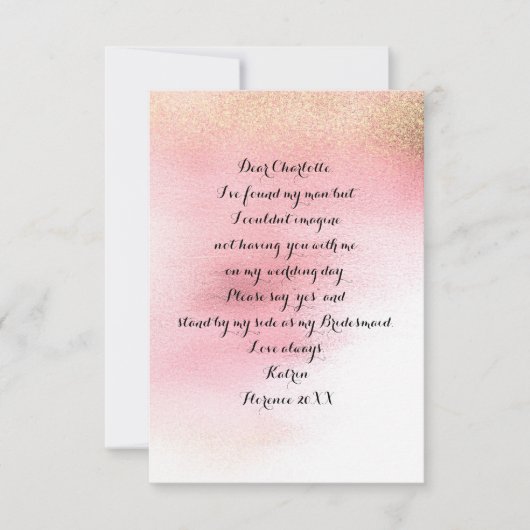 Ben je mijn bruidsmeisje? Minimale roze roze rozen Kaart (Voorkant)