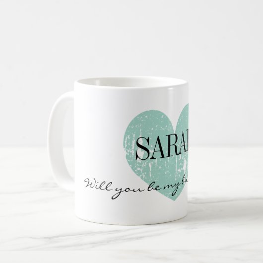 Ben je mijn bruidsmeisje mok met  hart? (Voorkant links)