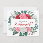 Ben je mijn bruidsmeisje Red Rose Waterverf? Kaart (Voorkant)