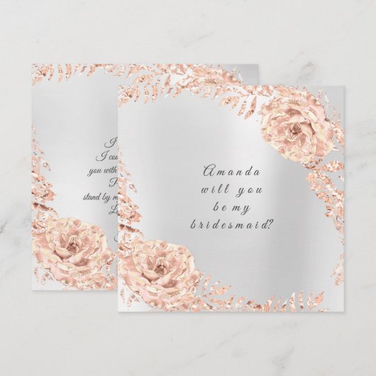 Ben je mijn bruidsmeisje Roos Goud met grijs Kaart (Voorkant / Achterkant)