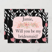 Ben je mijn bruidsroze roze en zwarte florale? uitnodiging briefkaart (Voorkant / Achterkant)