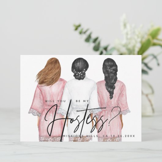 Ben je mijn hostess? Meisjes op Robes-kaart Kaart (Staand voorkant)