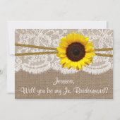 Ben je mijn Jr. Bridesmaid? Rustige zonnebloem Kaart (Voorkant)