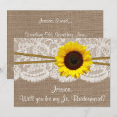 Ben je mijn Jr. Bridesmaid? Rustige zonnebloem Kaart (Voorkant / Achterkant)